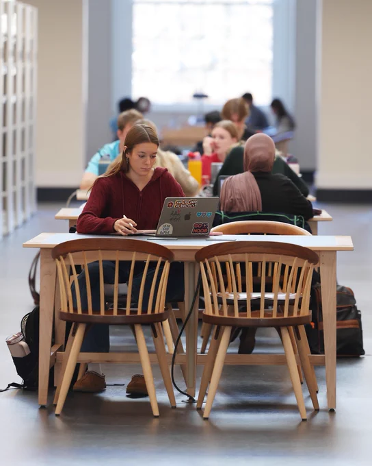 UVA students work in a library setting.