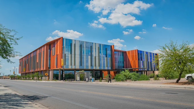 An exterior view of the Interdisciplinary Science and Technology Building 12 Arizona State University's Polytechnic campus.
