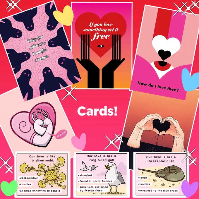 various valentine-themed cards available on TopatoCo