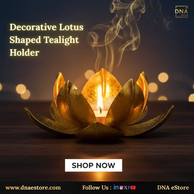 Decorative Lotus Shaped Tealight Holder - https://dnaestore.com/products/decorative-lotus-tealight-holder ✨🌸

The Decorative Lotus Shaped Tealight Holder adds an elegant and serene touch to your home decor. Featuring a beautifully detailed lotus design, this tealight holder creates a calming ambiance in your living room, bedroom, or office. Ideal for meditation spaces, relaxation, or as a thoughtful gift.

Key Features:

Lotus Design – Symbolizes purity, beauty, and tranquility
Premium Craftsmanship – Intricate detailing with high-quality materials
Perfect for Home Decor – Ideal for living rooms, bedrooms, or meditation spaces
Creates a Serene Ambiance – Perfect for relaxing environments or peaceful settings
Great Gift Option – Ideal for housewarmings, special occasions, or spiritual gifts

Exclusively available at www.dnaestore.com – premium décor at the best value.

#ecommerce #onlineshopping #dnaestore #homedecor #lotustealight #showpiecesandcollectibles #officeDecor #homeimproveme