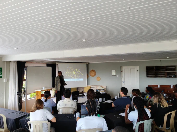 Prof. Rachael Dangarembizi is talking about the brain's anatomy.