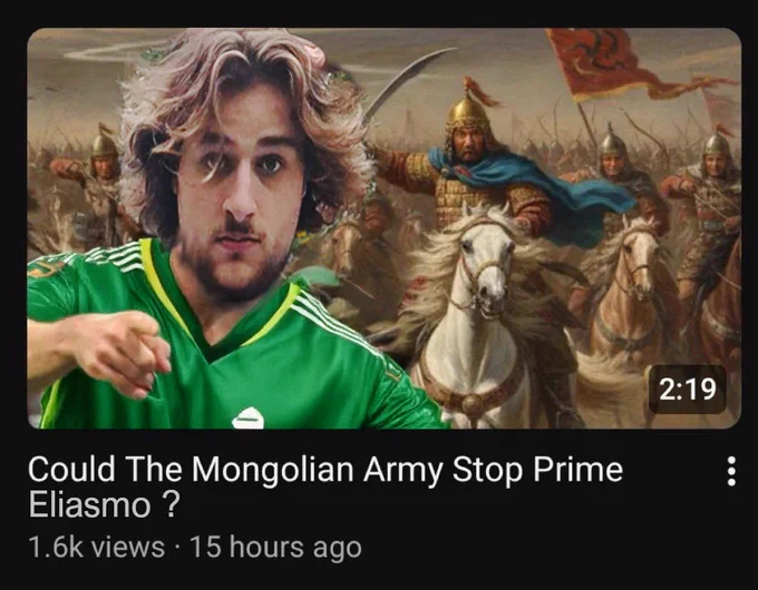 Est-ce que l'armée mongole pourrait battre prime Eliasmo, légende du Paris Saint Glufus ?