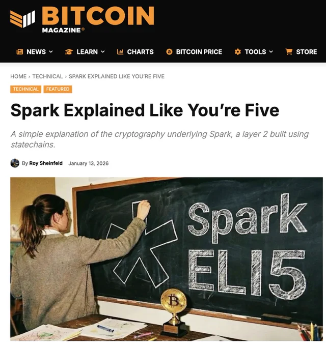 Spark Explained Like You're Five by Roy Sheinfeld: Learn how Spark transfers Bitcoin ownership off-chain using statechains and joint authorization without moving funds instantly while preserving privacy.