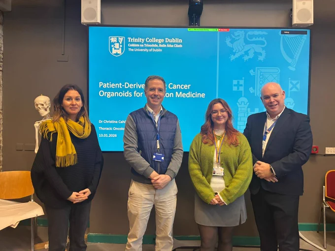 Mary-Louise Neligan (Education Coordinator, TSJCI), Professor Patrick Forde, Dr. Christina Cahill, and Professor Gerry Hanna (Chair, TSJCI CaRes Seminar Series).