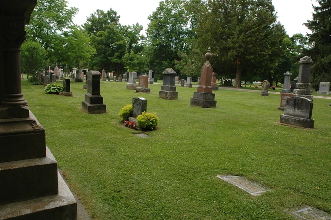 A cemetery in Ontario is shown.