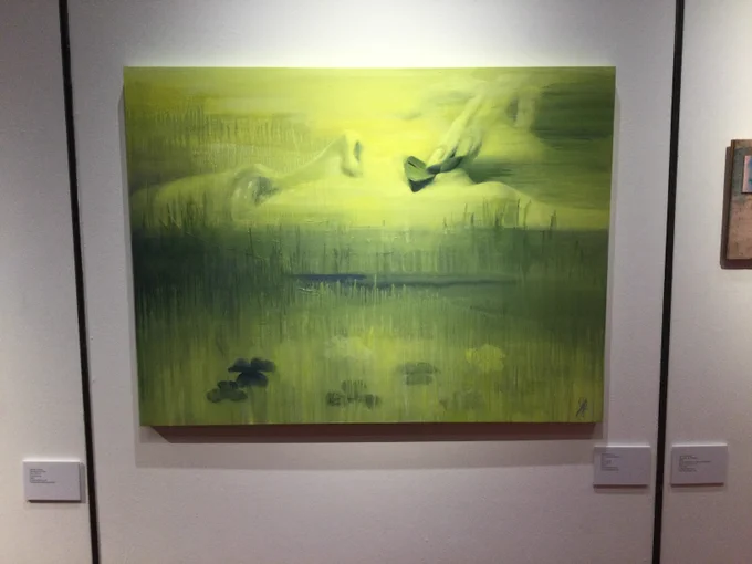 a photo showing an art exhibition featuring work by the artist hazel east in the barbican library
