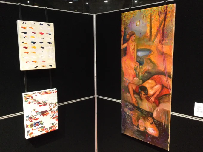 a photo showing an art exhibition featuring work by the artist hazel east in the barbican library