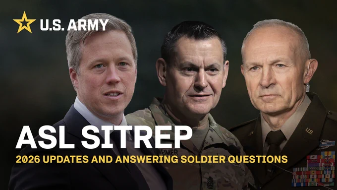 Graphic featuring the three Army Senior leaders for the ASL SITREP announcement.