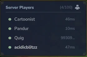 The number on the right is the players ping to the server