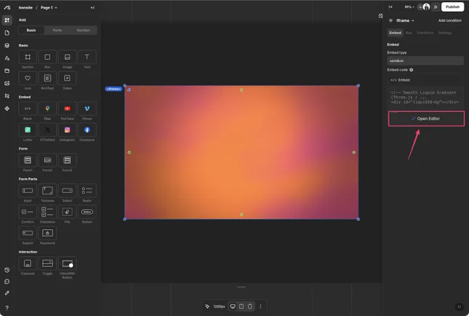 Embed Code Editor