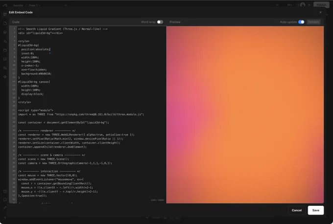 Embed Code Editor