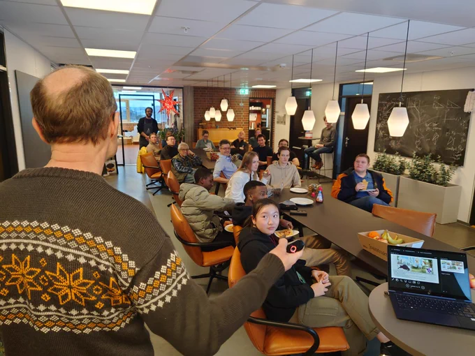 IMF master students, waffles and Jan Terje Kvaløy