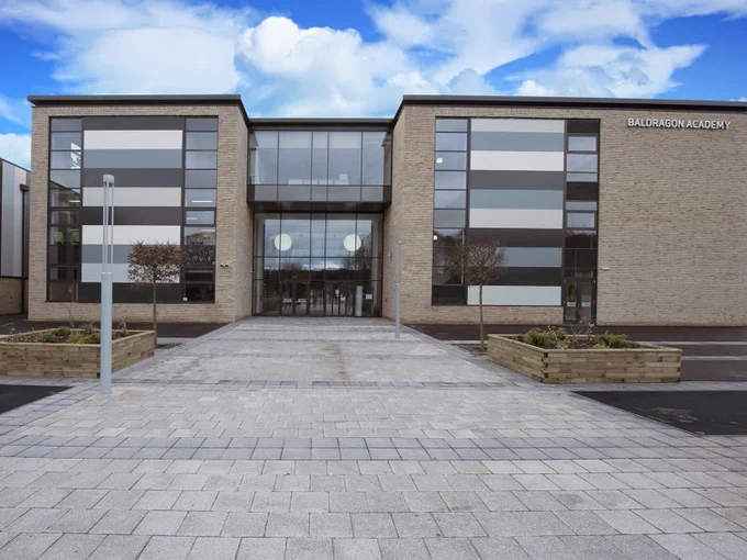 Photograph of the exterior of Baldragon Academy in Dundee.