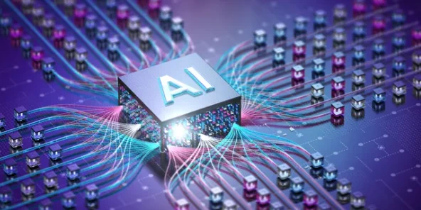 Image of circuit board with “AI” in the middle