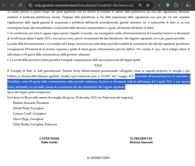 Termine 60gg indicato ad AGCOM per ottemperare all'ordinanza - https://mdp.giustizia-amministrativa.it/visualizzah2/?nodeRef=&schema=cds&nrg=202507880&nomeFile=202510236_18.html&subDir=Provvedimenti