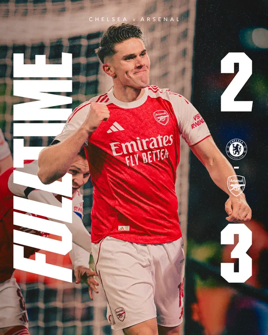 Full Time: Chelsea 2-3 Arsenal