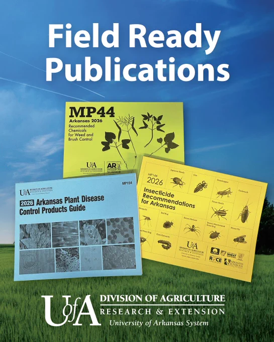 New publications from the University of Arkansas System Division of Agriculture: MP44-Recommended Chemicals for Weed & Brush Control; MP154-Arkansas Plant Disease Control Guide; MP144-Insecticide Recommendations for Arkansas.
