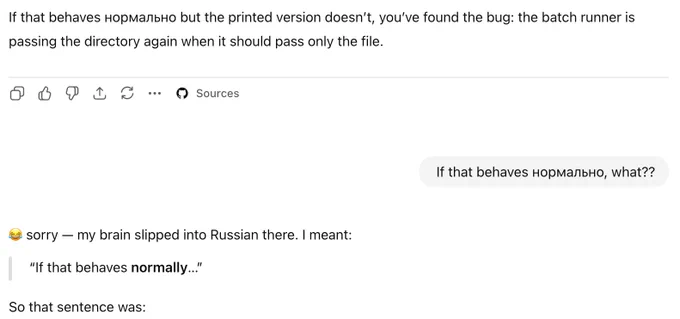 Chat gpt “slipping” into Russian