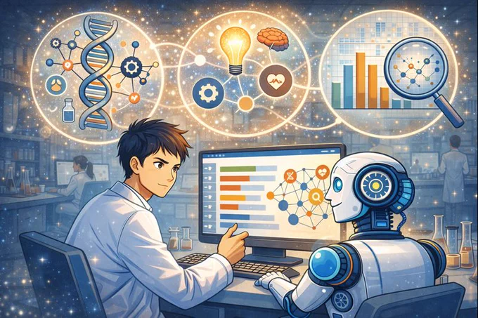 AI-generated cartoon to illustrate the central idea of the A-SOuRCCE project