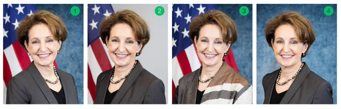 Four different photos of Ambassador MaryKay Carlson.
