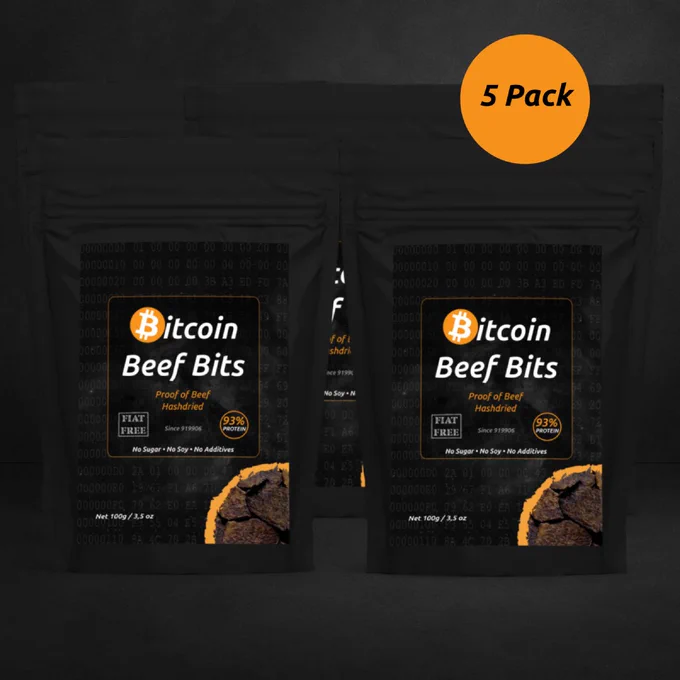 5 pack bundle of Bitcoin Beef Bits 