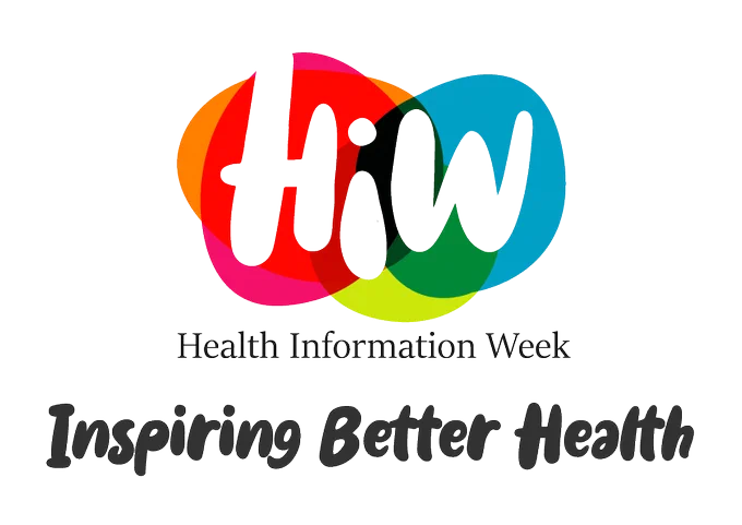 Colourful overlapping circles form the letters HIW for Health Information Week with the tagline Inspiring Better Health below.