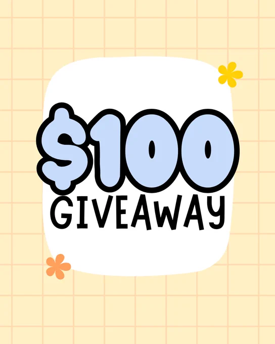 A yellow banner with the words "$100 giveaway"