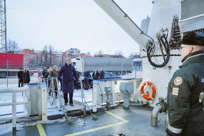 14/01/2026. Helsinki, Finland. Foreign Secretary Yvette Cooper visits the Finnish Offshore Patrol Vessel, the Turva with Finland’s Interior Minister Mari Rantanen. Picture by Ben Dance / FCDO