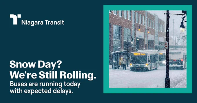 Buses are still operating in snowy weather today. Dress warm, expect delays.