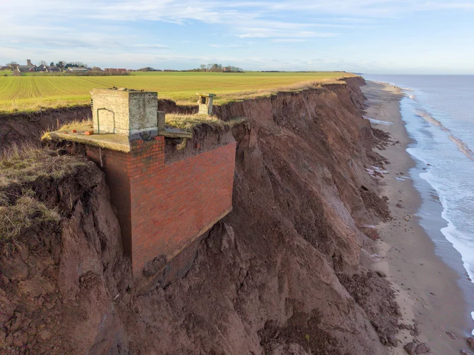 Tunstall ROC perched on the soft, boulder clay cliffs of the Holderness Coast. 