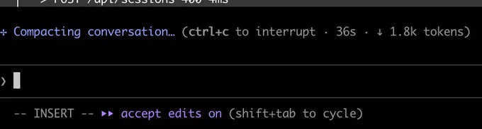 Compacting conversation... (ctrl c to interrupt - 36s - 1.8k tokens)
