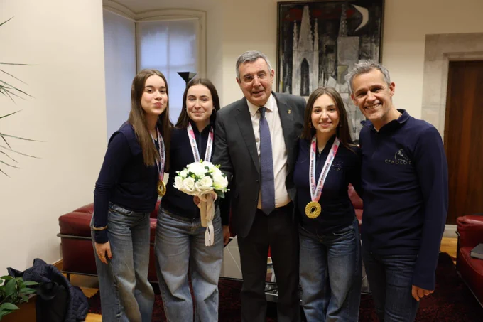 Moment de la recepció institucional amb el president de la Diputació de Girona