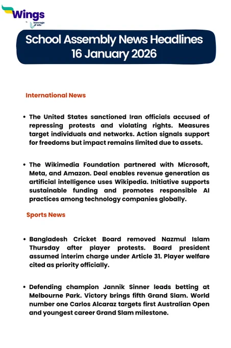 International and Sports News Headlines 16 January 2026
