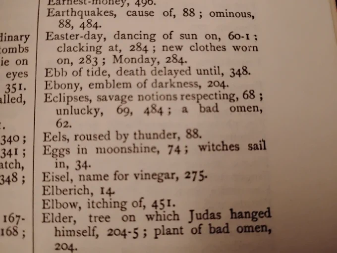 photograph of index for Thistleton-Dyer's Folk-Lore of Shakespeare