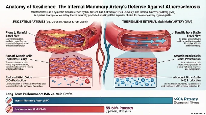 This podcast is based on the excellent article " Resilience of the Internal Mammary Artery to Atherogenesis: Shifting From Risk to Resistance to Address Unmet Needs" by Kraler et al. published in Journal  Arteriosclerosis, Thrombosis, and Vascular Biology
Arterioscler Thromb Vasc Biol. 2021;41:2237–2251. DOI: 10.1161/ATVBAHA.121.316256 
