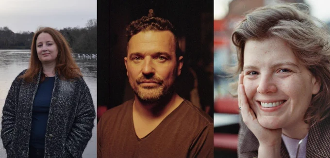 Image shows a collage of three photographs of, from left to right, Emma Devlin, Matthew Rice and  Marcella L.A. Prince
