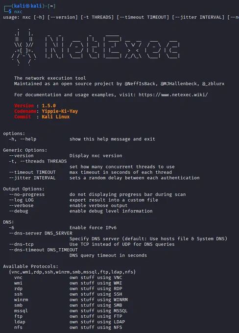 NetExec v1.5.0 is now available on Kali