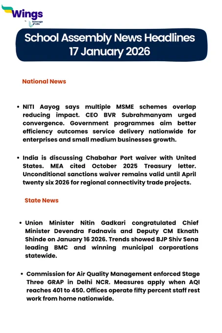 National and State News Headlines 17 January 2026