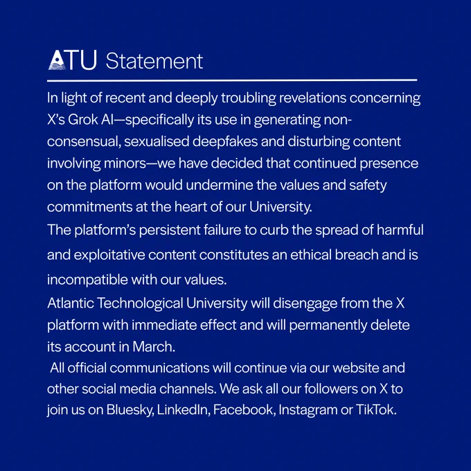 ATU statement leaving X