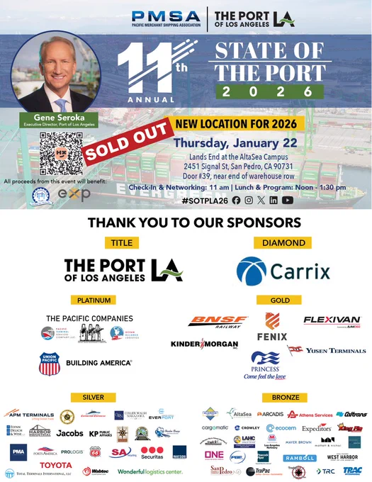 2026 State of the Port | Sold Out | Port of Los Angeles | Pacific Merchant Shipping Association | Sponsor Logos