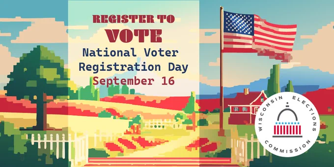 graphic image with text that reads, National Voter Registration Day September 16. 