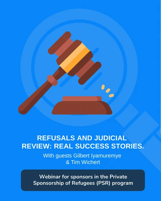 Refusals and judicial review: real success stories.

With guest speakers Gilbert Iyamuremye and Tim Wichert.

Webinar for Sponsors in the Private Sponsorship of Refuees (PSR) program.