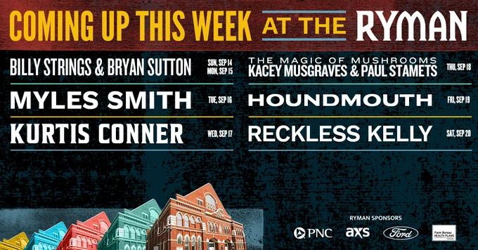 Coming Up This Week at the Ryman graphic
