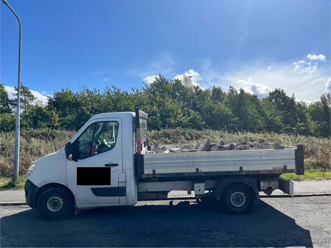Overloaded light goods vehicle