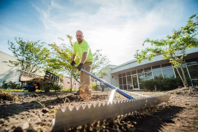 man landscaping