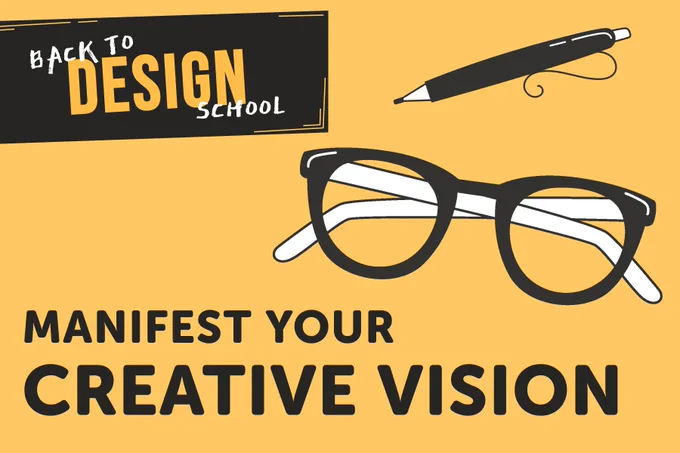 Back to Design School text overlay a yellow background 