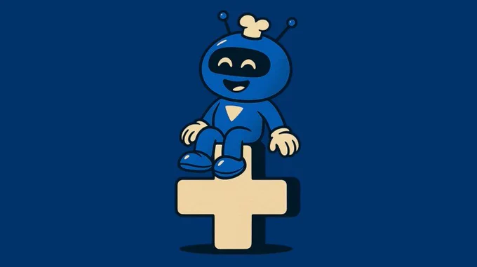 Wizzy sitting on a plus sign