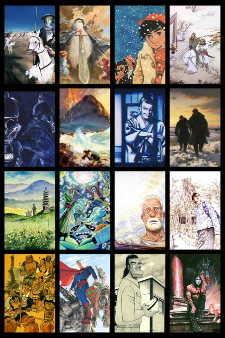 1. Don Quixote 
2. Lord of the Rings   The Hobbit
3. Ashta no Joe
4. Romance of the Three Kingdoms
5. All Quiet on the Western Front
6. Robinson Crusoe
7. Hyouge Mono
8. Master and Man
9. Lone Wolf and Cub
10. One Piece 
11. The Horizon
12. Ping Pong the Animation 
13. Outlaws of the Marsh
14. Kingdom Come
15. Legend of the Strongest Man Kurosawa
16. The Crow
