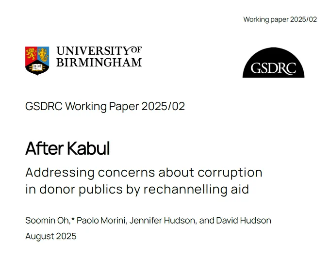 Cover page of report After Kabul Addressing concerns about corruption in donor publics by rechannelling aid.