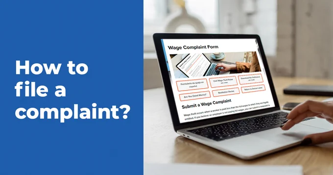 an open laptop showing the complaint form on the screen.